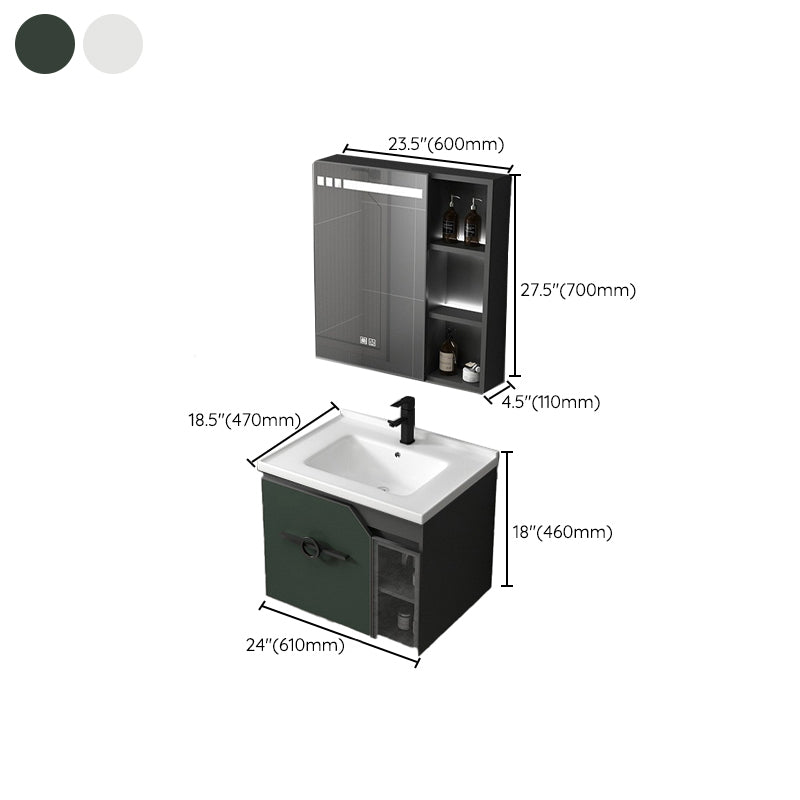 Metal Frame Bath Vanity Mirror Rectangle Wall Mount Single Sink Bathroom Vanity Set Clearhalo 'Bathroom Remodel & Bathroom Fixtures' 'Bathroom Vanities' 'bathroom_vanities' 'Home Improvement' 'home_improvement' 'home_improvement_bathroom_vanities' 6667644