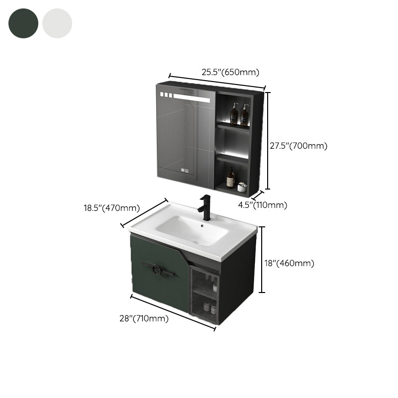 Metal Frame Bath Vanity Mirror Rectangle Wall Mount Single Sink Bathroom Vanity Set Clearhalo 'Bathroom Remodel & Bathroom Fixtures' 'Bathroom Vanities' 'bathroom_vanities' 'Home Improvement' 'home_improvement' 'home_improvement_bathroom_vanities' 6667645