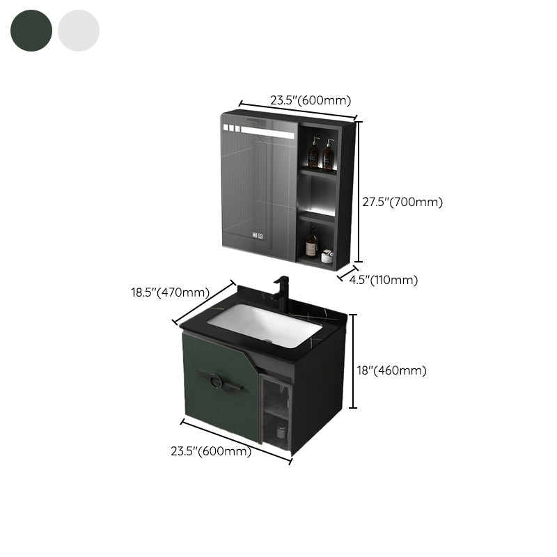 Metal Frame Bath Vanity Mirror Rectangle Wall Mount Single Sink Bathroom Vanity Set Clearhalo 'Bathroom Remodel & Bathroom Fixtures' 'Bathroom Vanities' 'bathroom_vanities' 'Home Improvement' 'home_improvement' 'home_improvement_bathroom_vanities' 6667647