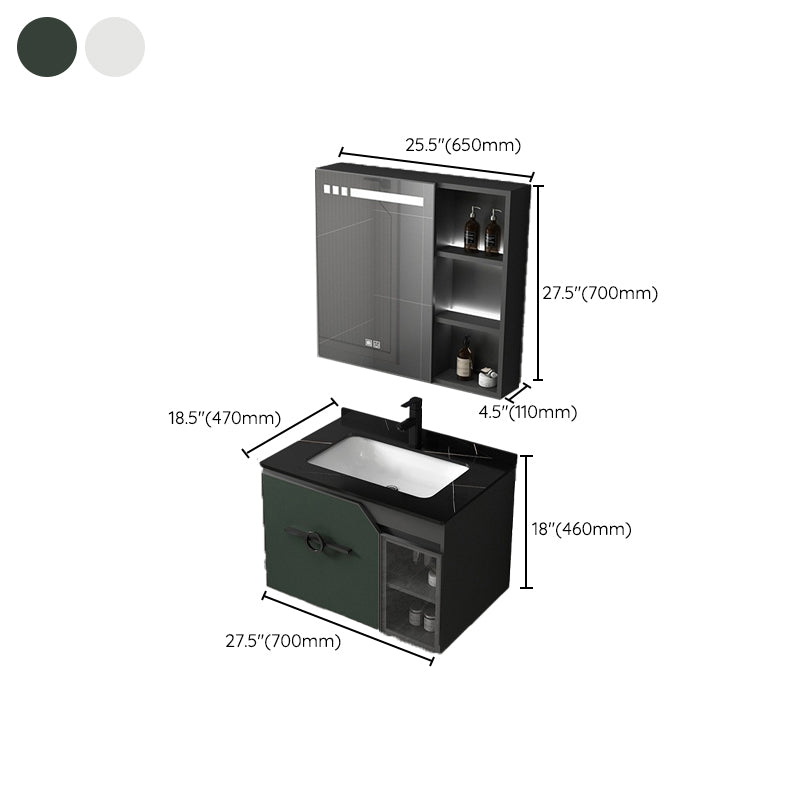 Metal Frame Bath Vanity Mirror Rectangle Wall Mount Single Sink Bathroom Vanity Set Clearhalo 'Bathroom Remodel & Bathroom Fixtures' 'Bathroom Vanities' 'bathroom_vanities' 'Home Improvement' 'home_improvement' 'home_improvement_bathroom_vanities' 6667648