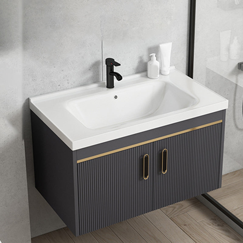Contemporary Metal Sink Vanity Mirror Cabinet Wall-Mounted Vanity Cabinet Vanity & Faucet White Clearhalo 'Bathroom Remodel & Bathroom Fixtures' 'Bathroom Vanities' 'bathroom_vanities' 'Home Improvement' 'home_improvement' 'home_improvement_bathroom_vanities' 6667761