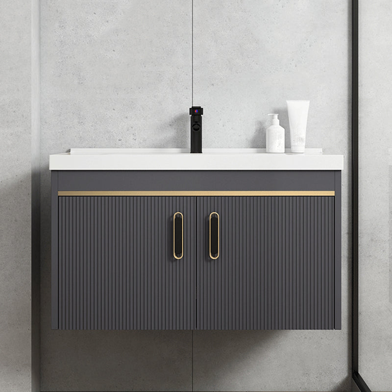 Contemporary Metal Sink Vanity Mirror Cabinet Wall-Mounted Vanity Cabinet Clearhalo 'Bathroom Remodel & Bathroom Fixtures' 'Bathroom Vanities' 'bathroom_vanities' 'Home Improvement' 'home_improvement' 'home_improvement_bathroom_vanities' 6667766