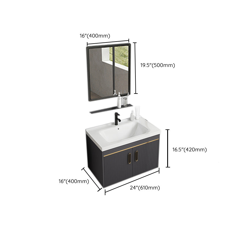 Contemporary Metal Sink Vanity Mirror Cabinet Wall-Mounted Vanity Cabinet Clearhalo 'Bathroom Remodel & Bathroom Fixtures' 'Bathroom Vanities' 'bathroom_vanities' 'Home Improvement' 'home_improvement' 'home_improvement_bathroom_vanities' 6667773