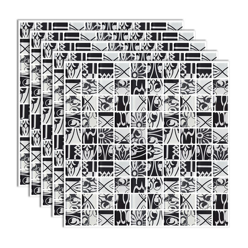 Peel and Stick Mosaic Tile Waterproof Square Peel and Stick Tile for Kitchen 20-Pack Black Clearhalo 'Flooring 'Home Improvement' 'home_improvement' 'home_improvement_peel_stick_blacksplash' 'Peel & Stick Backsplash Tile' 'peel_stick_blacksplash' 'Walls & Ceilings' Walls and Ceiling' 6667880
