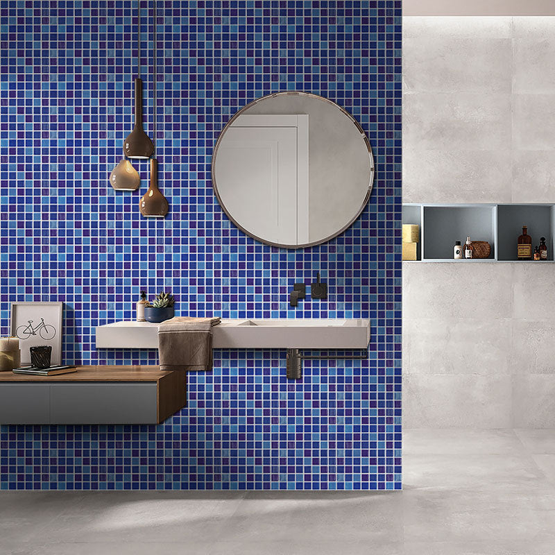 Peel and Stick Mosaic Tile Waterproof Square Peel and Stick Tile for Kitchen 20-Pack Blue 7.9" x 7.9"(Set of 20) 60-Piece Set Clearhalo 'Flooring 'Home Improvement' 'home_improvement' 'home_improvement_peel_stick_blacksplash' 'Peel & Stick Backsplash Tile' 'peel_stick_blacksplash' 'Walls & Ceilings' Walls and Ceiling' 6667883