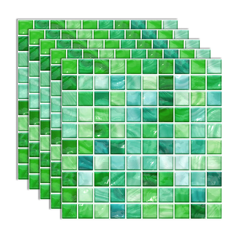 Peel and Stick Mosaic Tile Waterproof Square Peel and Stick Tile for Kitchen 20-Pack Green Clearhalo 'Flooring 'Home Improvement' 'home_improvement' 'home_improvement_peel_stick_blacksplash' 'Peel & Stick Backsplash Tile' 'peel_stick_blacksplash' 'Walls & Ceilings' Walls and Ceiling' 6667893