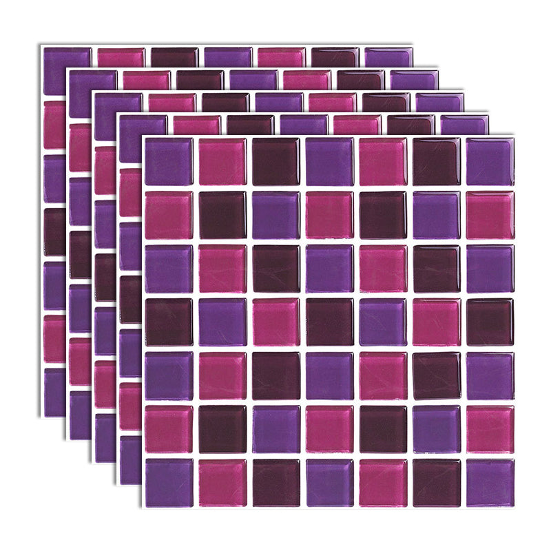 Peel and Stick Mosaic Tile Waterproof Square Peel and Stick Tile for Kitchen 20-Pack Purple Clearhalo 'Flooring 'Home Improvement' 'home_improvement' 'home_improvement_peel_stick_blacksplash' 'Peel & Stick Backsplash Tile' 'peel_stick_blacksplash' 'Walls & Ceilings' Walls and Ceiling' 6667895