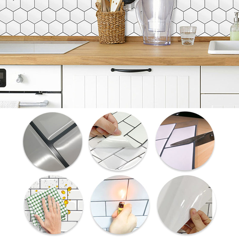 Square Grid Tile-Peel & Stick PVC 12" x 12" Peel & Stick Mosaic Tile 5-Pack Clearhalo 'Flooring 'Home Improvement' 'home_improvement' 'home_improvement_peel_stick_blacksplash' 'Peel & Stick Backsplash Tile' 'peel_stick_blacksplash' 'Walls & Ceilings' Walls and Ceiling' 6667960