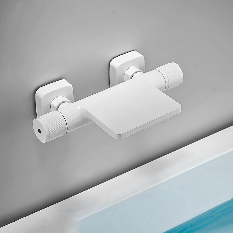 Modern Wall Mounted Metal Tub Filler Waterfall Double Handles Tub Faucet Trim White Hand Shower Not Included Clearhalo 'Bathroom Remodel & Bathroom Fixtures' 'Bathtub Faucets' 'bathtub_faucets' 'Home Improvement' 'home_improvement' 'home_improvement_bathtub_faucets' 6668150