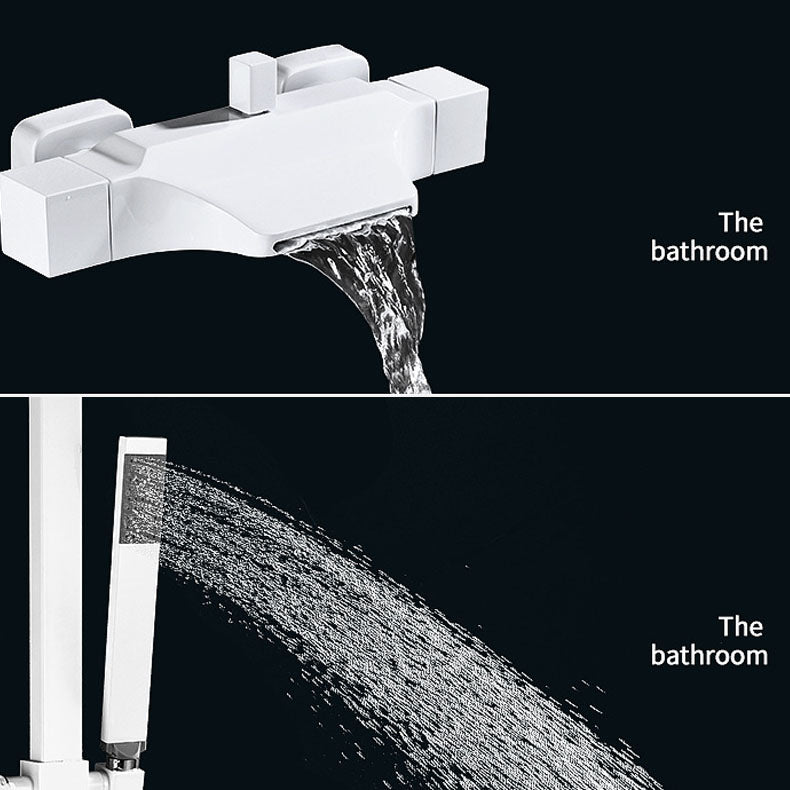 Contemporary Wall Mounted Metal Tub Filler Double Handles Waterfall Tub Faucet Trim Clearhalo 'Bathroom Remodel & Bathroom Fixtures' 'Bathtub Faucets' 'bathtub_faucets' 'Home Improvement' 'home_improvement' 'home_improvement_bathtub_faucets' 6668186