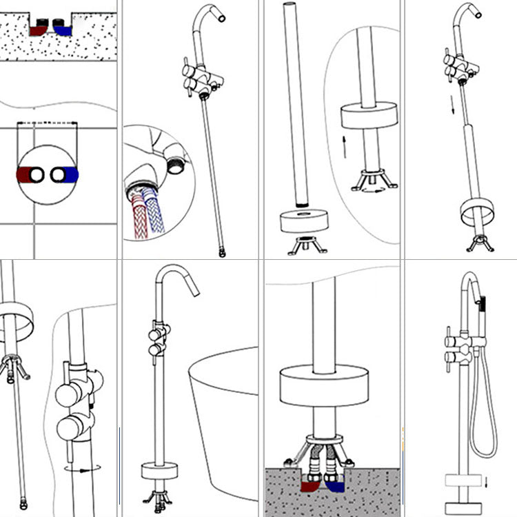 Modern Floor Mounted Single Handle Freestanding Tub Filler Metal Freestanding Faucet Clearhalo 'Bathroom Remodel & Bathroom Fixtures' 'Bathtub Faucets' 'bathtub_faucets' 'Home Improvement' 'home_improvement' 'home_improvement_bathtub_faucets' 6668212