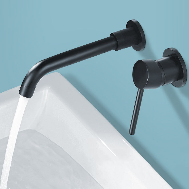 Wall Mounted Metal Tub Filler One Handle Rotatable Tub Faucet Trim Black Clearhalo 'Bathroom Remodel & Bathroom Fixtures' 'Bathtub Faucets' 'bathtub_faucets' 'Home Improvement' 'home_improvement' 'home_improvement_bathtub_faucets' 6668219