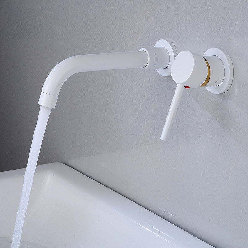 Wall Mounted Metal Tub Filler One Handle Rotatable Tub Faucet Trim White Clearhalo 'Bathroom Remodel & Bathroom Fixtures' 'Bathtub Faucets' 'bathtub_faucets' 'Home Improvement' 'home_improvement' 'home_improvement_bathtub_faucets' 6668226