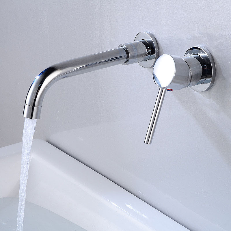 Wall Mounted Metal Tub Filler One Handle Rotatable Tub Faucet Trim Chrome Clearhalo 'Bathroom Remodel & Bathroom Fixtures' 'Bathtub Faucets' 'bathtub_faucets' 'Home Improvement' 'home_improvement' 'home_improvement_bathtub_faucets' 6668227