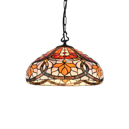 Floral Hanging Pendant Light Stained Glass Shade Living Room and Kitchen Lighting with Adjustable Chains Clearhalo 'Ceiling Lights' 'Industrial' 'Middle Century Pendants' 'Pendant Lights' 'Pendants' 'Tiffany close to ceiling' 'Tiffany Pendants' 'Tiffany' Lighting' 66685