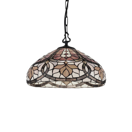 Floral Hanging Pendant Light Stained Glass Shade Living Room and Kitchen Lighting with Adjustable Chains Clearhalo 'Ceiling Lights' 'Industrial' 'Middle Century Pendants' 'Pendant Lights' 'Pendants' 'Tiffany close to ceiling' 'Tiffany Pendants' 'Tiffany' Lighting' 66686