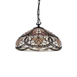 Floral Hanging Pendant Light Stained Glass Shade Living Room and Kitchen Lighting with Adjustable Chains Clearhalo 'Ceiling Lights' 'Industrial' 'Middle Century Pendants' 'Pendant Lights' 'Pendants' 'Tiffany close to ceiling' 'Tiffany Pendants' 'Tiffany' Lighting' 66686