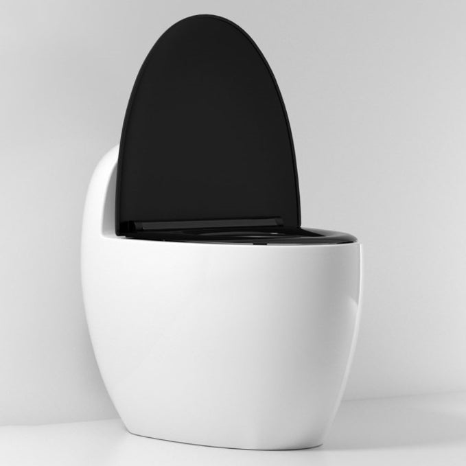 Modern Siphon Jet One Piece Toilet Bowl Heated Seat Urine Toilet with Toilet Seat White/ Black 12" Clearhalo 'Bathroom Remodel & Bathroom Fixtures' 'Home Improvement' 'home_improvement' 'home_improvement_toilets' 'Toilets & Bidets' 'Toilets' 6668902