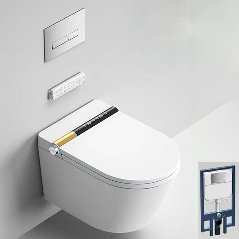 Modern 11.8" H Electronic Elongated Toilet Wall Mounted Bidet White/ Gold Clearhalo 'Bathroom Remodel & Bathroom Fixtures' 'Bidets' 'Home Improvement' 'home_improvement' 'home_improvement_bidets' 'Toilets & Bidets' 6670137