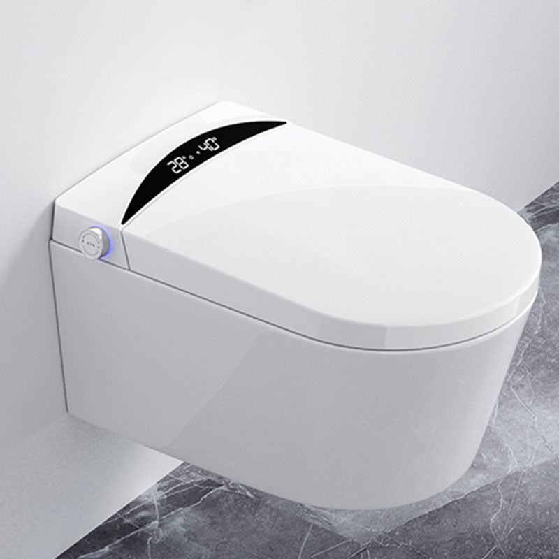 Electronic Elongated Toilet Wall Mounted Bidet with Heated Seat White/ Black Automatic Lid Clearhalo 'Bathroom Remodel & Bathroom Fixtures' 'Bidets' 'Home Improvement' 'home_improvement' 'home_improvement_bidets' 'Toilets & Bidets' 6670159