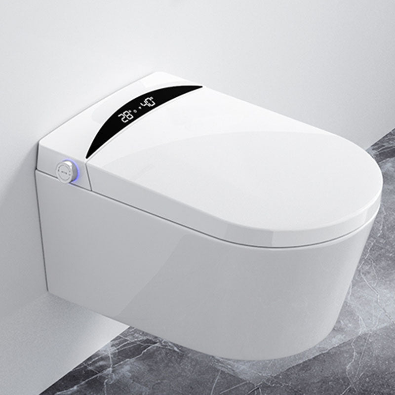 Electronic Elongated Toilet Wall Mounted Bidet with Heated Seat White Black Automatic Lid Clearhalo 'Bathroom Remodel & Bathroom Fixtures' 'Bidets' 'Home Improvement' 'home_improvement' 'home_improvement_bidets' 'Toilets & Bidets' 6670159