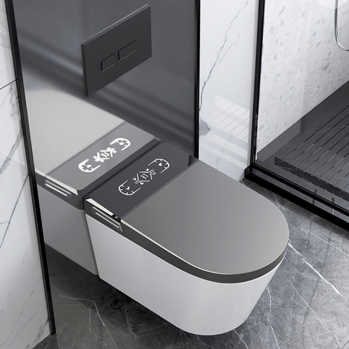 Elongated Wall Hung Toilet Set Deodorizing Antimicrobial Bidet Bidet with High Water Tank Gray-White Clearhalo 'Bathroom Remodel & Bathroom Fixtures' 'Bidets' 'Home Improvement' 'home_improvement' 'home_improvement_bidets' 'Toilets & Bidets' 6675682