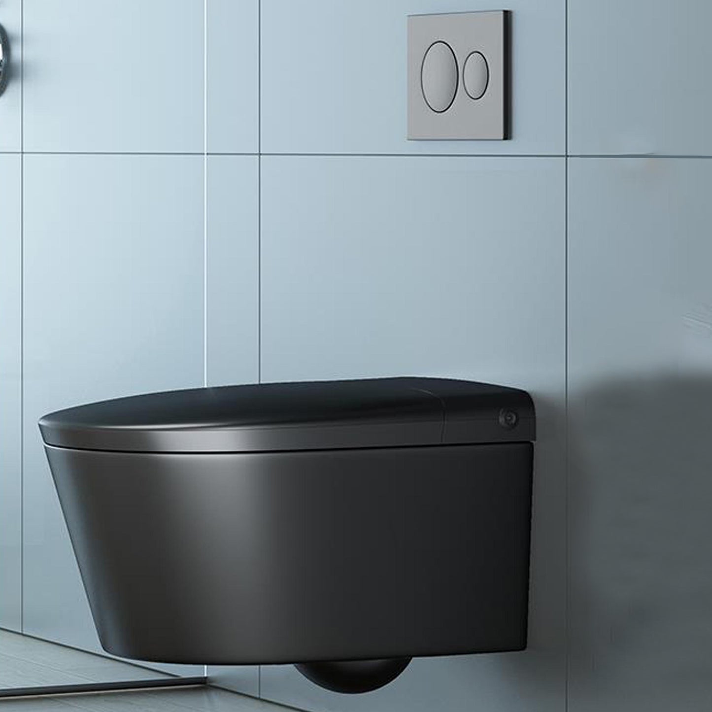 Warm Air Dryer Wall Hung Toilet Set Heated Seat Vitreous China Bidets Bidet with High Water Tank Black Clearhalo 'Bathroom Remodel & Bathroom Fixtures' 'Bidets' 'Home Improvement' 'home_improvement' 'home_improvement_bidets' 'Toilets & Bidets' 6675698