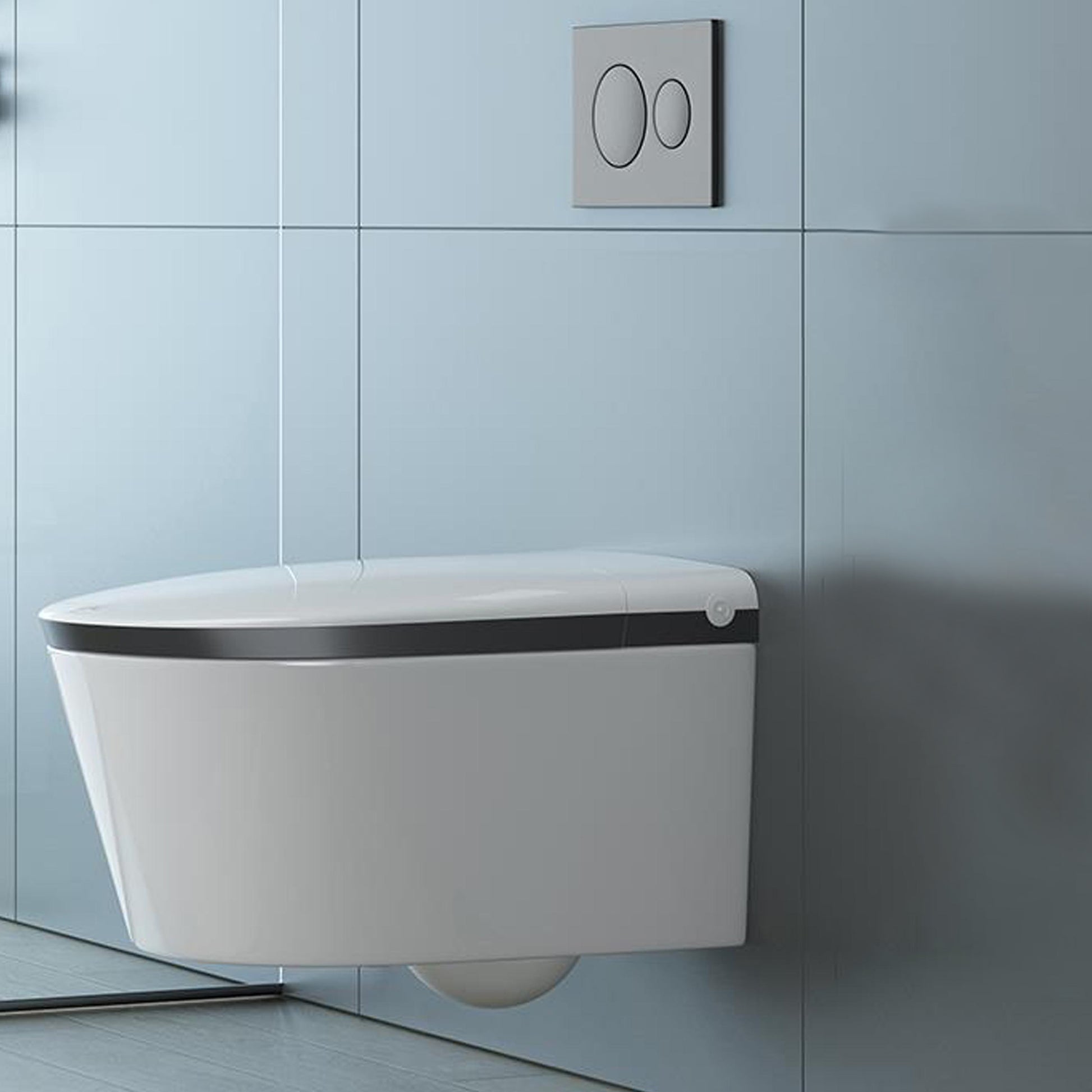 Warm Air Dryer Wall Hung Toilet Set Heated Seat Vitreous China Bidets Bidet with High Water Tank White-Black Clearhalo 'Bathroom Remodel & Bathroom Fixtures' 'Bidets' 'Home Improvement' 'home_improvement' 'home_improvement_bidets' 'Toilets & Bidets' 6675701