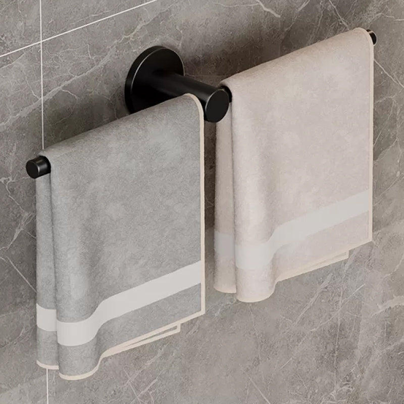2-Piece Modern Bathroom Accessory Set Stainless Steel Towel Bar 16" Black Clearhalo 'Bathroom Hardware Sets' 'Bathroom Hardware' 'Bathroom Remodel & Bathroom Fixtures' 'bathroom_hardware_sets' 'Home Improvement' 'home_improvement' 'home_improvement_bathroom_hardware_sets' 6675900