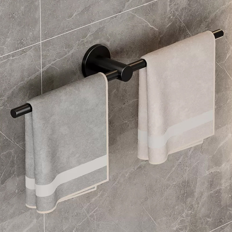 2-Piece Modern Bathroom Accessory Set Stainless Steel Towel Bar 20" Black Clearhalo 'Bathroom Hardware Sets' 'Bathroom Hardware' 'Bathroom Remodel & Bathroom Fixtures' 'bathroom_hardware_sets' 'Home Improvement' 'home_improvement' 'home_improvement_bathroom_hardware_sets' 6675904