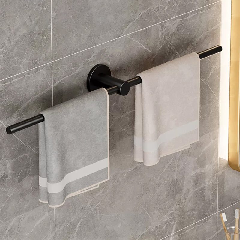 2-Piece Modern Bathroom Accessory Set Stainless Steel Towel Bar 23.5" Black Clearhalo 'Bathroom Hardware Sets' 'Bathroom Hardware' 'Bathroom Remodel & Bathroom Fixtures' 'bathroom_hardware_sets' 'Home Improvement' 'home_improvement' 'home_improvement_bathroom_hardware_sets' 6675907