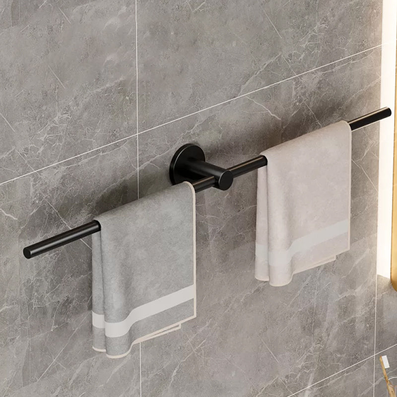 2-Piece Modern Bathroom Accessory Set Stainless Steel Towel Bar 27.5" Black Clearhalo 'Bathroom Hardware Sets' 'Bathroom Hardware' 'Bathroom Remodel & Bathroom Fixtures' 'bathroom_hardware_sets' 'Home Improvement' 'home_improvement' 'home_improvement_bathroom_hardware_sets' 6675912