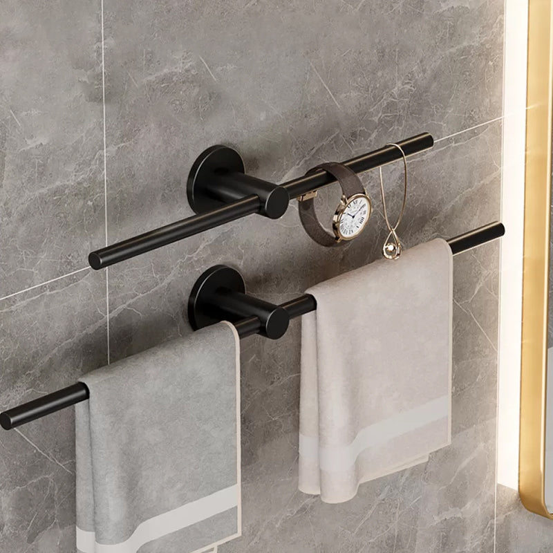 2-Piece Modern Bathroom Accessory Set Stainless Steel Towel Bar 16"+23.5" Black Clearhalo 'Bathroom Hardware Sets' 'Bathroom Hardware' 'Bathroom Remodel & Bathroom Fixtures' 'bathroom_hardware_sets' 'Home Improvement' 'home_improvement' 'home_improvement_bathroom_hardware_sets' 6675915