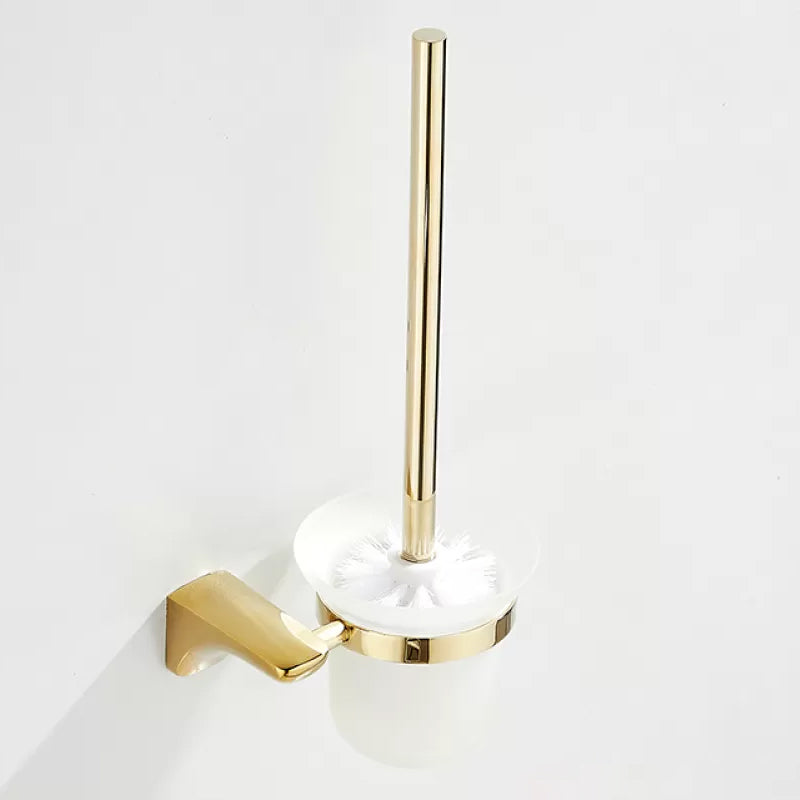 Traditional Bathroom Hardware Gold Bath Shelf Bathroom Accessory Kit Toilet Brush Clearhalo 'Bathroom Hardware Sets' 'Bathroom Hardware' 'Bathroom Remodel & Bathroom Fixtures' 'bathroom_hardware_sets' 'Home Improvement' 'home_improvement' 'home_improvement_bathroom_hardware_sets' 6676007