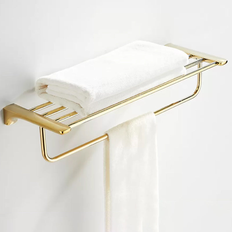 Traditional Bathroom Hardware Gold Bath Shelf Bathroom Accessory Kit Clearhalo 'Bathroom Hardware Sets' 'Bathroom Hardware' 'Bathroom Remodel & Bathroom Fixtures' 'bathroom_hardware_sets' 'Home Improvement' 'home_improvement' 'home_improvement_bathroom_hardware_sets' 6676023