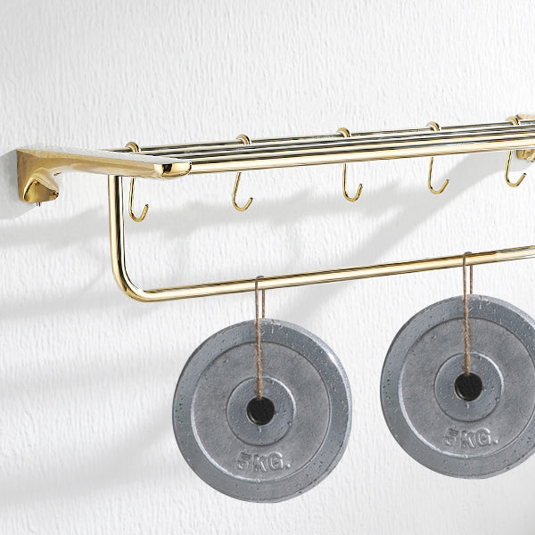 Traditional Bathroom Hardware Gold Bath Shelf Bathroom Accessory Kit Clearhalo 'Bathroom Hardware Sets' 'Bathroom Hardware' 'Bathroom Remodel & Bathroom Fixtures' 'bathroom_hardware_sets' 'Home Improvement' 'home_improvement' 'home_improvement_bathroom_hardware_sets' 6676024