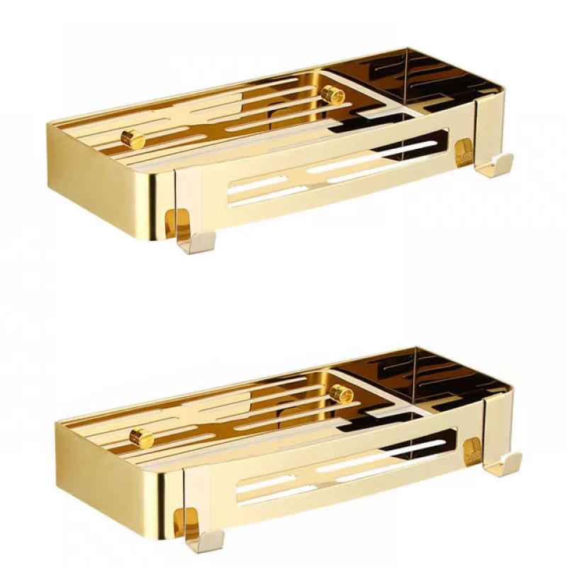Traditional Bathroom Hardware Gold Bath Shelf Bathroom Accessory Kit 2-Piece Set (Square Bath Shelf) Clearhalo 'Bathroom Hardware Sets' 'Bathroom Hardware' 'Bathroom Remodel & Bathroom Fixtures' 'bathroom_hardware_sets' 'Home Improvement' 'home_improvement' 'home_improvement_bathroom_hardware_sets' 6676028