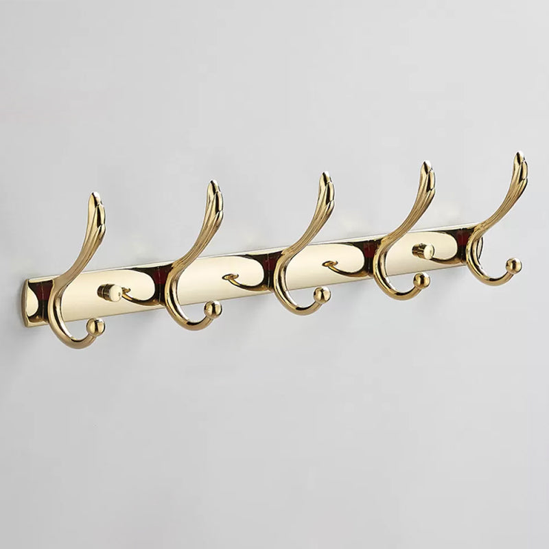 Traditional Bathroom Hardware Gold Bath Shelf Bathroom Accessory Kit Row Hook (5 Rows) Clearhalo 'Bathroom Hardware Sets' 'Bathroom Hardware' 'Bathroom Remodel & Bathroom Fixtures' 'bathroom_hardware_sets' 'Home Improvement' 'home_improvement' 'home_improvement_bathroom_hardware_sets' 6676029