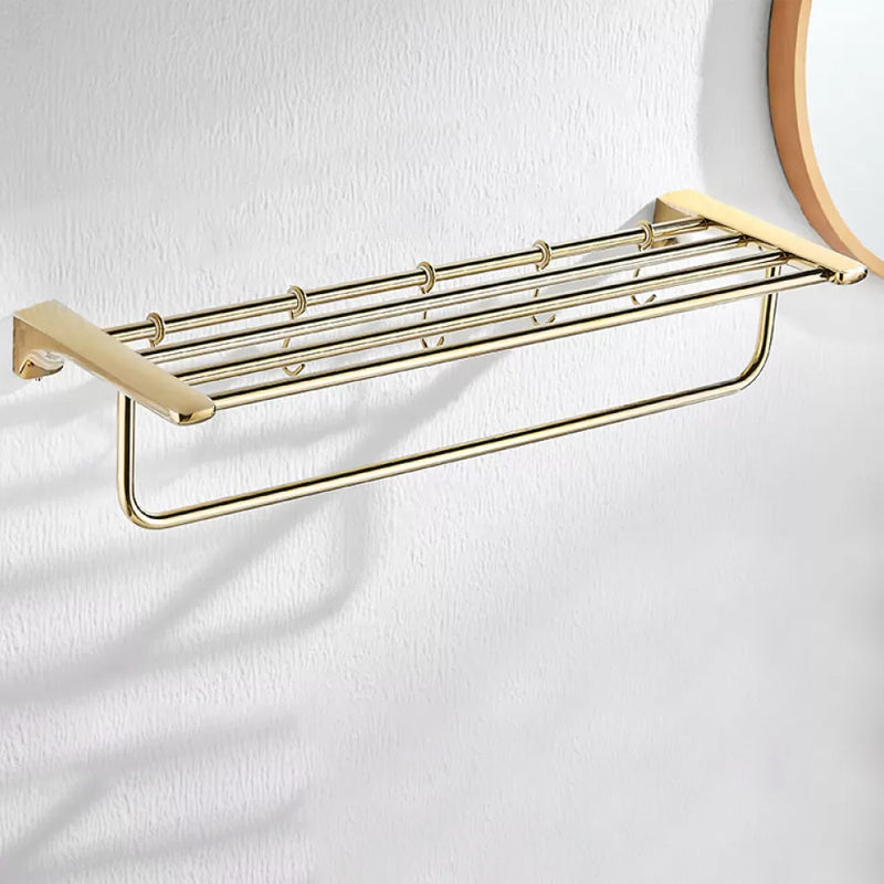 Traditional Bathroom Hardware Gold Bath Shelf Bathroom Accessory Kit Towel Rack (20"L with Hook) Clearhalo 'Bathroom Hardware Sets' 'Bathroom Hardware' 'Bathroom Remodel & Bathroom Fixtures' 'bathroom_hardware_sets' 'Home Improvement' 'home_improvement' 'home_improvement_bathroom_hardware_sets' 6676030