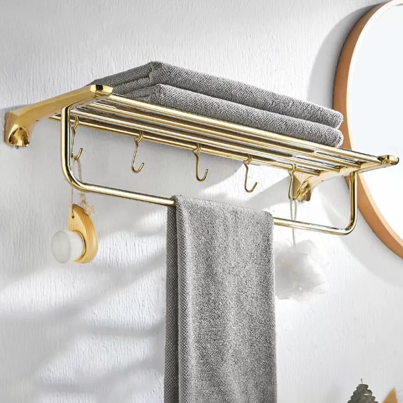 Traditional Bathroom Hardware Gold Bath Shelf Bathroom Accessory Kit Towel Rack (24"L with Hook) Clearhalo 'Bathroom Hardware Sets' 'Bathroom Hardware' 'Bathroom Remodel & Bathroom Fixtures' 'bathroom_hardware_sets' 'Home Improvement' 'home_improvement' 'home_improvement_bathroom_hardware_sets' 6676031