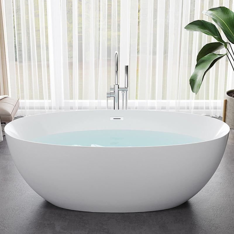 Modern Soaking Freestanding Bathtub White Acrylic Rectangular Bath Tub -  Clearhalo
