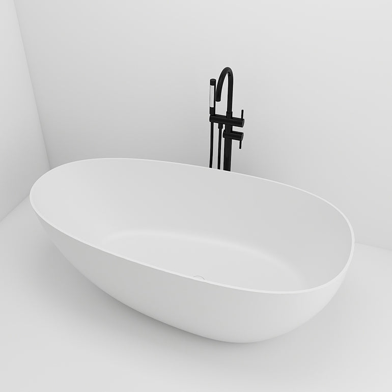 Modern White Ellipse Bathtub Freestanding Soaking Bathtub with Drain Bath Tub 0.5\ (1.2cm) Clearhalo 'Bathroom Remodel & Bathroom Fixtures' 'Bathtubs' 'Home Improvement' 'home_improvement' 'home_improvement_bathtubs' 'Showers & Bathtubs' 6676557