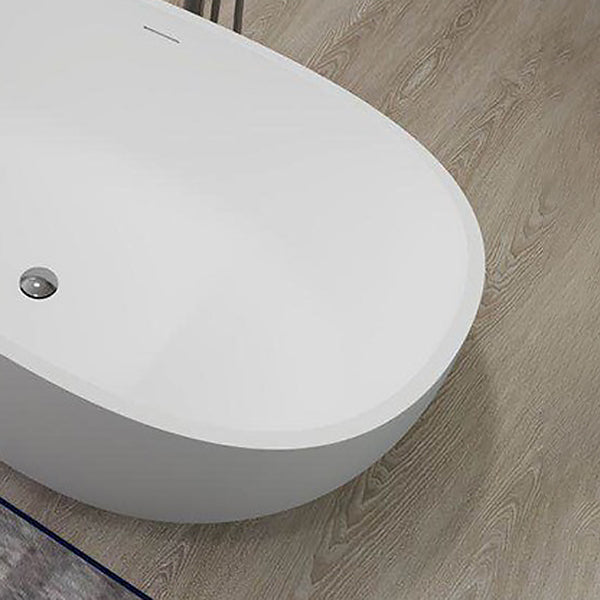 Modern White Ellipse Bathtub Freestanding Soaking Bathtub with Drain Bath Tub Clearhalo 'Bathroom Remodel & Bathroom Fixtures' 'Bathtubs' 'Home Improvement' 'home_improvement' 'home_improvement_bathtubs' 'Showers & Bathtubs' 6676563