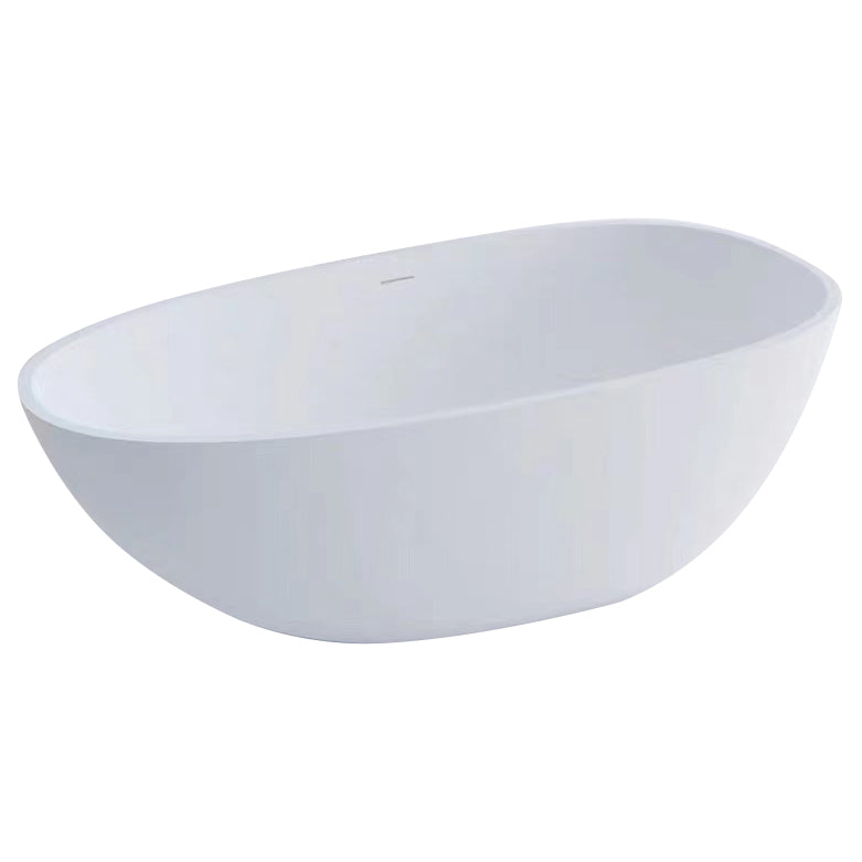 Modern White Ellipse Bathtub Freestanding Soaking Bathtub with Drain Bath Tub Clearhalo 'Bathroom Remodel & Bathroom Fixtures' 'Bathtubs' 'Home Improvement' 'home_improvement' 'home_improvement_bathtubs' 'Showers & Bathtubs' 6676564