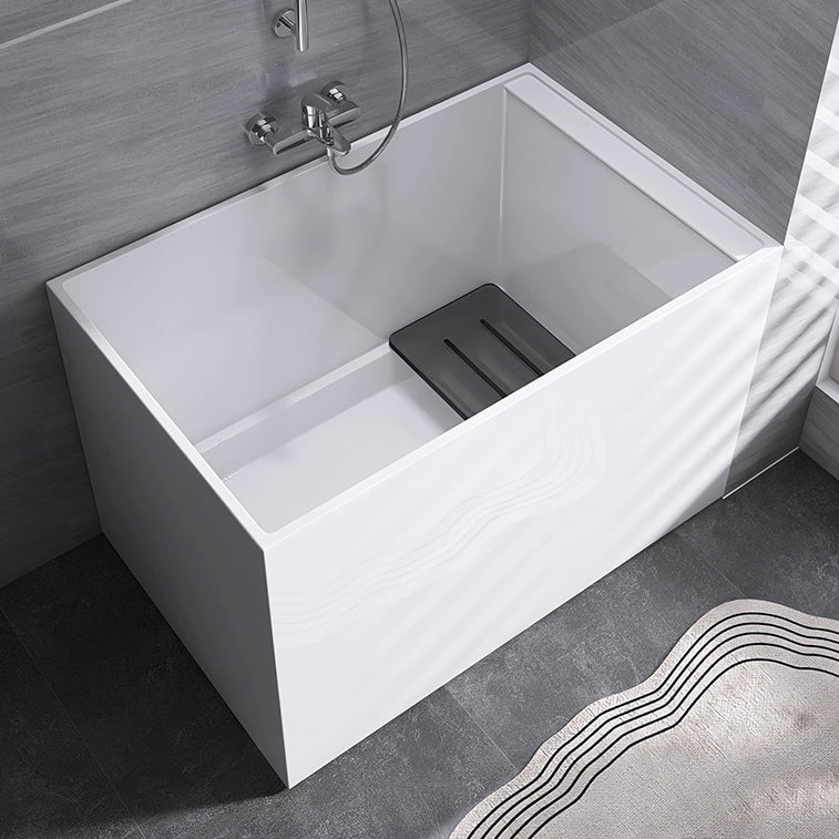 Modern Rectangle White Bathtub Acrylic Freestanding Soaking Bathtub with Drain Bath Tub Clearhalo 'Bathroom Remodel & Bathroom Fixtures' 'Bathtubs' 'Home Improvement' 'home_improvement' 'home_improvement_bathtubs' 'Showers & Bathtubs' 6676617