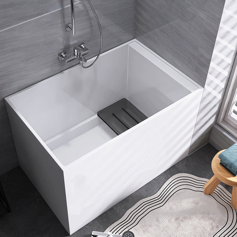 Modern Rectangle White Bathtub Acrylic Freestanding Soaking Bathtub with Drain Bath Tub 51.2"L x 27.6"W x 28.7"H Clearhalo 'Bathroom Remodel & Bathroom Fixtures' 'Bathtubs' 'Home Improvement' 'home_improvement' 'home_improvement_bathtubs' 'Showers & Bathtubs' 6676620