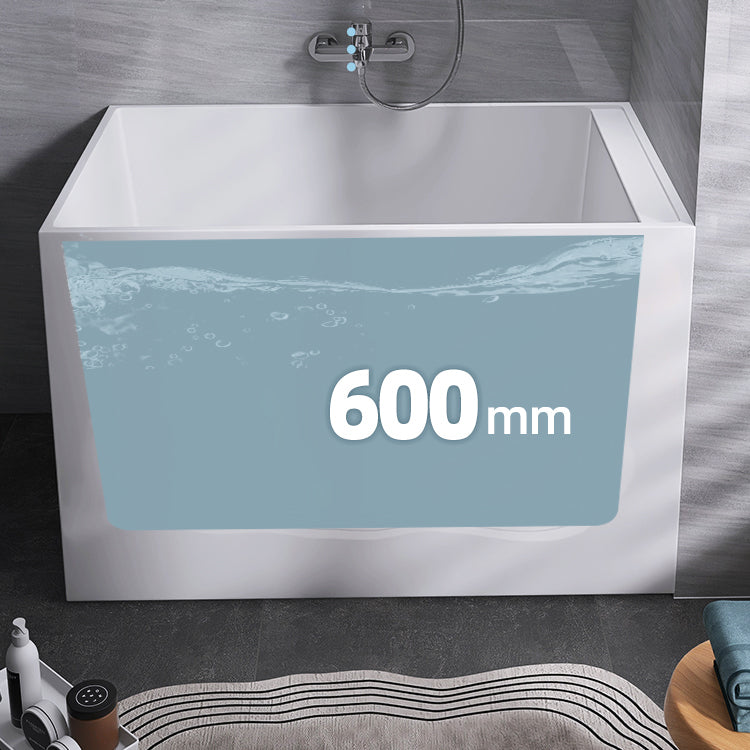 Modern Rectangle White Bathtub Acrylic Freestanding Soaking Bathtub with Drain Bath Tub Clearhalo 'Bathroom Remodel & Bathroom Fixtures' 'Bathtubs' 'Home Improvement' 'home_improvement' 'home_improvement_bathtubs' 'Showers & Bathtubs' 6676623