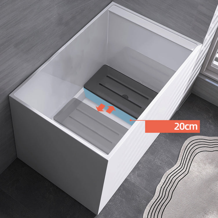 Modern Rectangle White Bathtub Acrylic Freestanding Soaking Bathtub with Drain Bath Tub Clearhalo 'Bathroom Remodel & Bathroom Fixtures' 'Bathtubs' 'Home Improvement' 'home_improvement' 'home_improvement_bathtubs' 'Showers & Bathtubs' 6676625