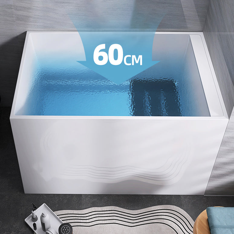 Modern Rectangle White Bathtub Acrylic Freestanding Soaking Bathtub with Drain Bath Tub Clearhalo 'Bathroom Remodel & Bathroom Fixtures' 'Bathtubs' 'Home Improvement' 'home_improvement' 'home_improvement_bathtubs' 'Showers & Bathtubs' 6676626