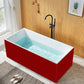 Modern Rectangle Acrylic Bathtub Freestand Soaking Bathtub with Drain Bath Tub Red-White Clearhalo 'Bathroom Remodel & Bathroom Fixtures' 'Bathtubs' 'Home Improvement' 'home_improvement' 'home_improvement_bathtubs' 'Showers & Bathtubs' 6676681